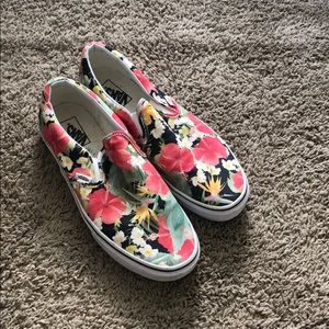 Vans floral slip on shoes